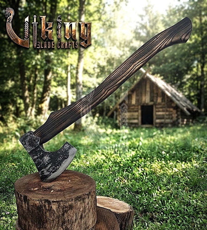 True Hand-Forged Viking Bearded Axe 30" | Heavy Duty Dark-Oxide Skeggøx