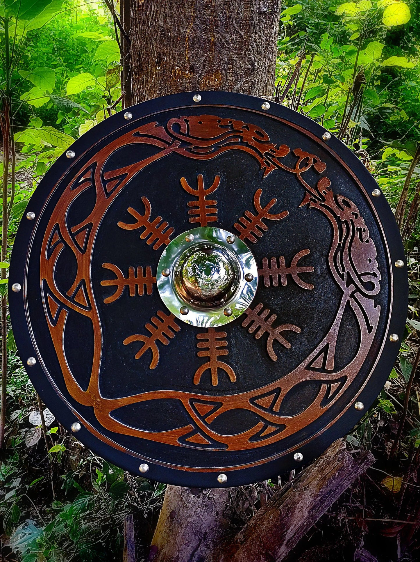 The Helm of Awe 30" Viking Axe & Carved Wooden Shield – Norse Warrior Set Viking_Blade_Crafts
