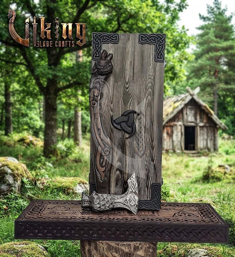 Fenrir Norse Axe | Hand Carved Wolf Handle | Forged Steel