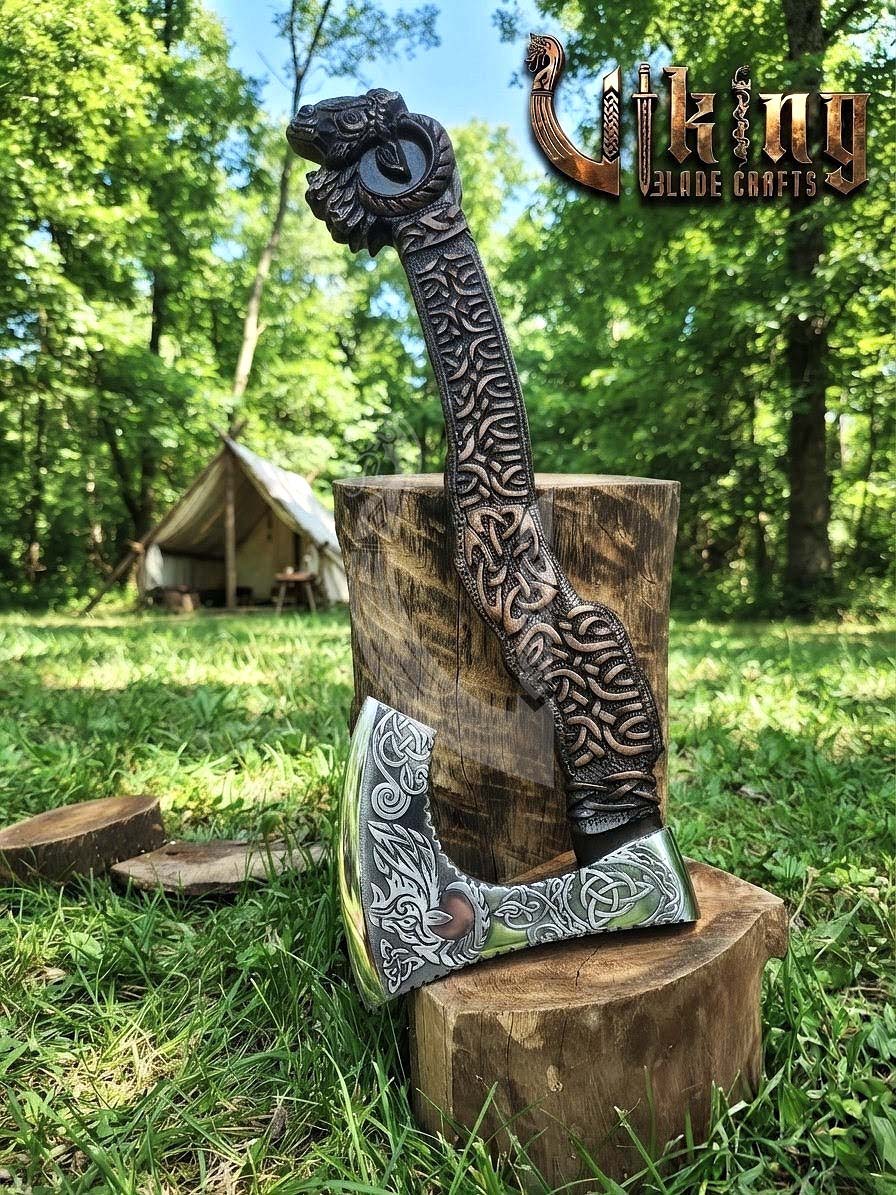 The Tanngrisnir Vanguard 23" Hand-Forged Norse Goat Rosewood Axe