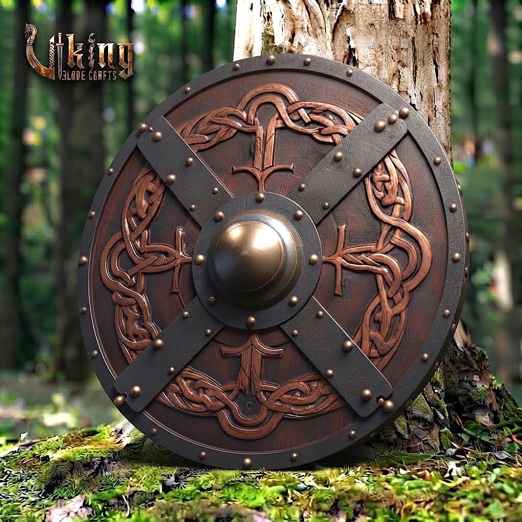 The Skjöldr of the Chieftain Handcrafted Cross-Strap Jelling Shield