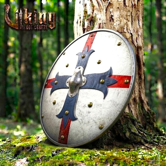 The Imperial Cross Red & Blue Cross Steel Roman-Inspired Round Shield