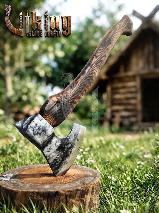 True Hand-Forged Viking Bearded Axe 30" | Sculpted Skeggøx