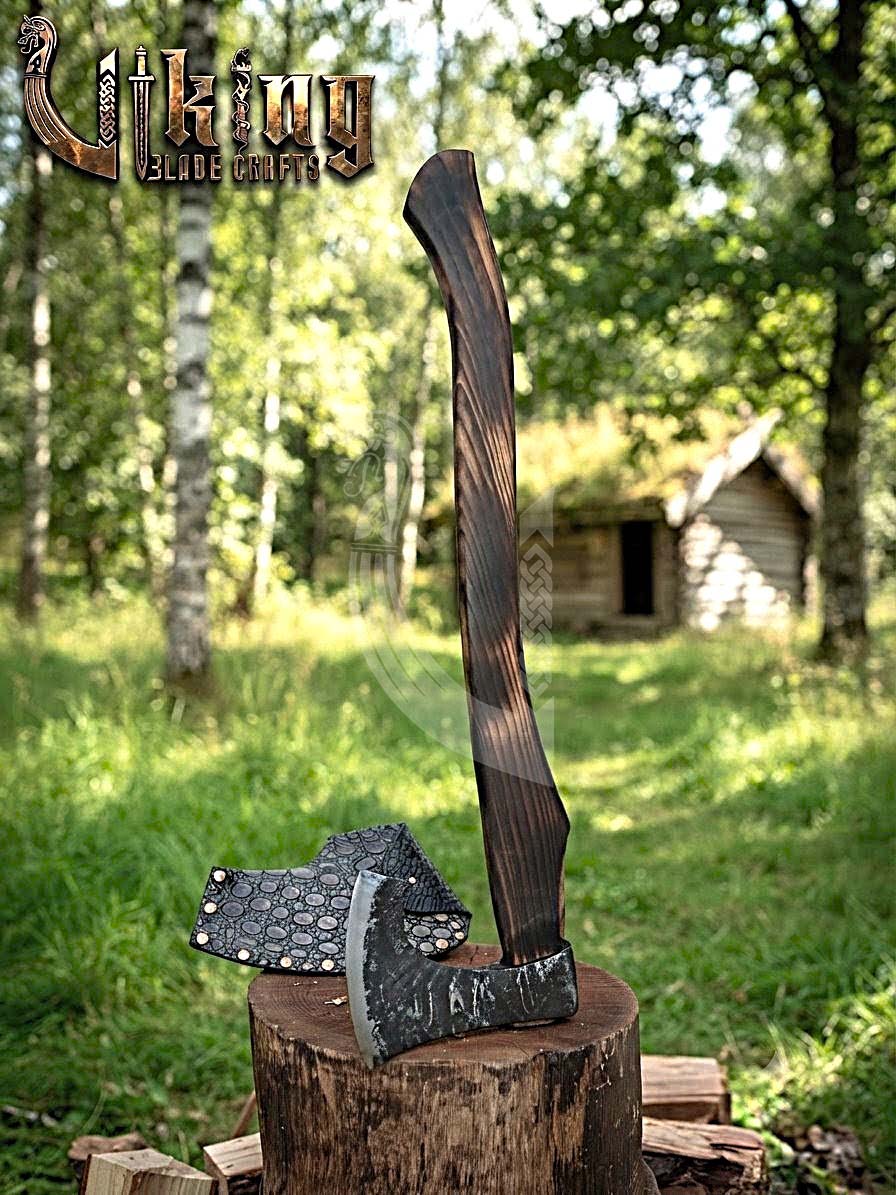 True Hand-Forged Viking Bearded Axe 30" | Recurve Fanned Skeggøx
