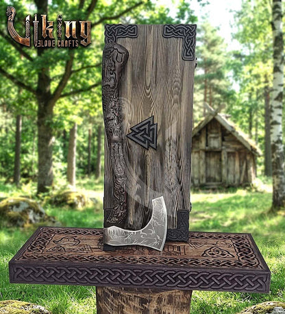 Wildlife Viking Axe | Hand Carved Handle | Forged Steel