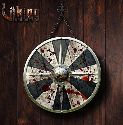 The Fenrir’s Feast Blood-Splattered Sunburst Viking Shield