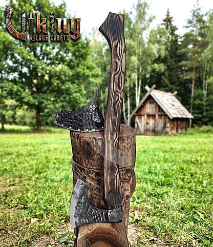 True Hand-Forged Viking Bearded Axe 30" | Diamond-Haft Skeggøx