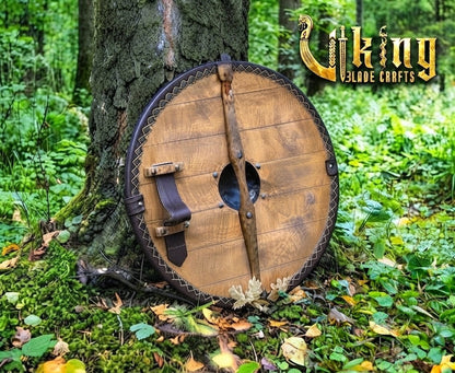 Fenrir's Pack Leather-Trimmed Wolf Viking Shield