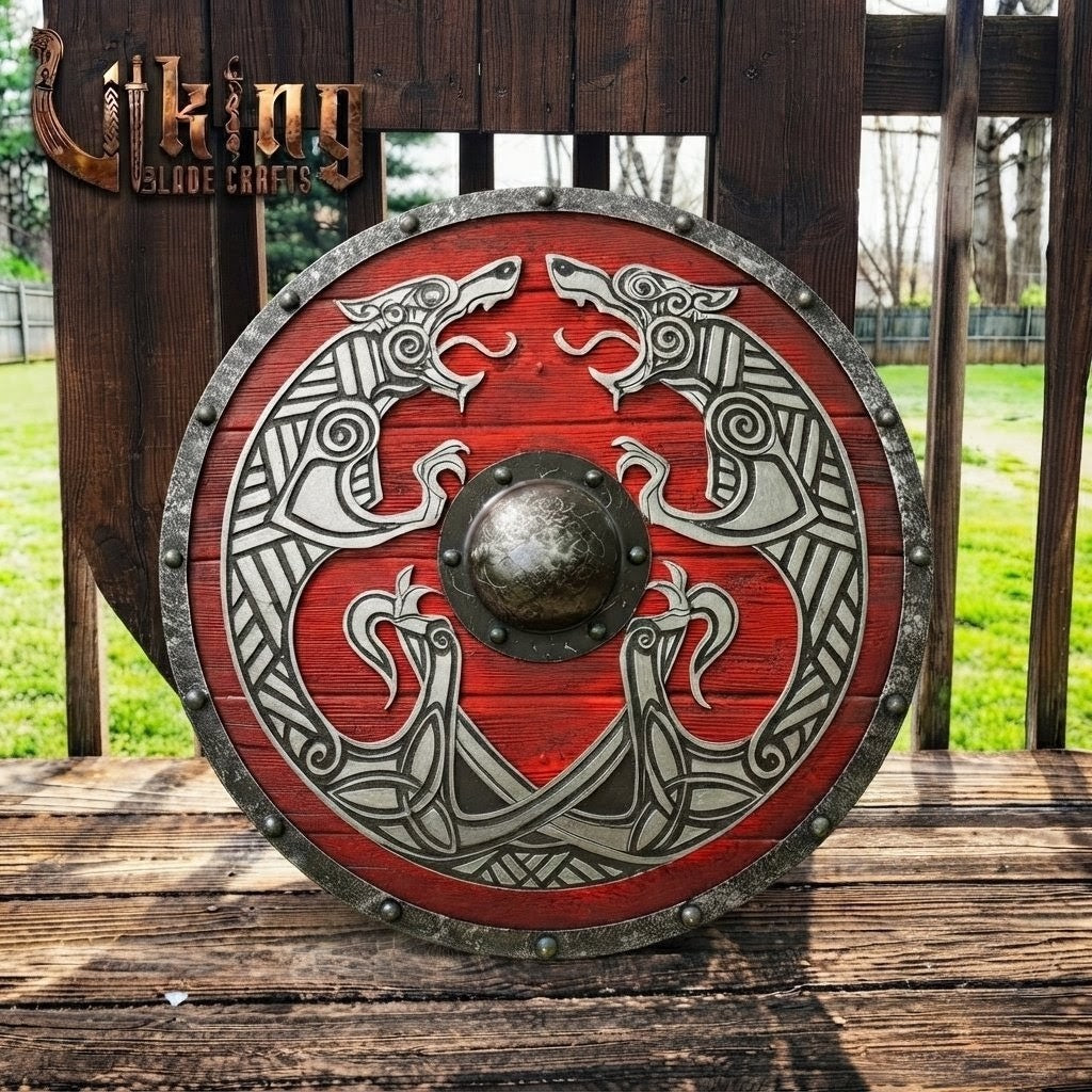 The Chase of Ragnarök 3D Steel Sköll & Hati Viking Shield