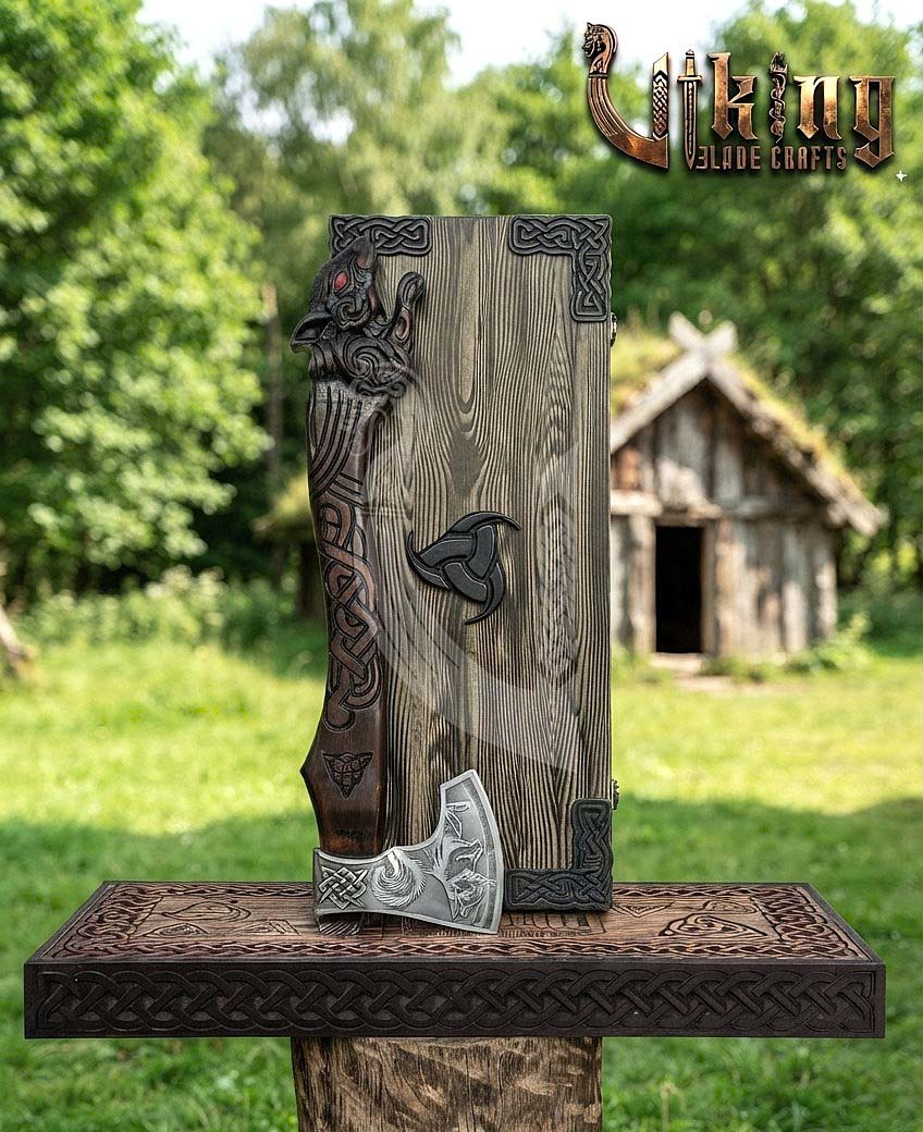 Ratatoskr Viking Axe | Hand Carved Handle | Forged Steel