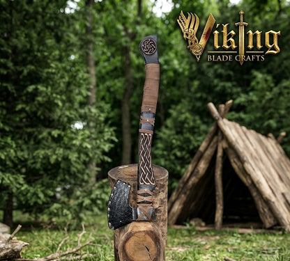 Ringerike-Style Viking Axe 30" | Hand-Forged Bearded Axe with Knotwork