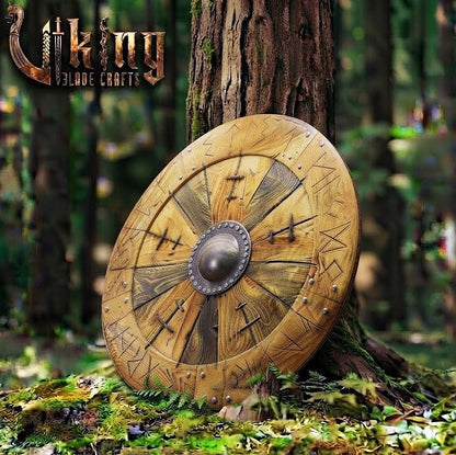 The Ægishjálmr Compass 8-Segment Runic Ash Wood Viking Shield