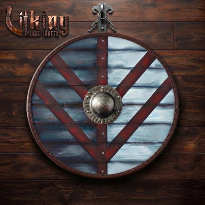 The Storm-Crest Citadel Split-Field Leather-Rimmed Viking Shield