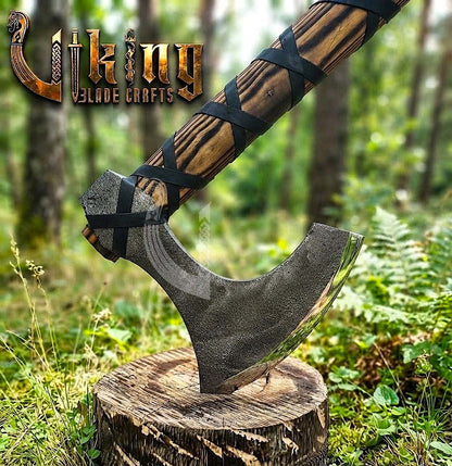 Hand-Forged 36" Long Viking Battle Axe – High Carbon Steel Blade & Wooden Handle