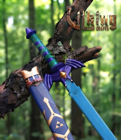 Zelda Master Sword & Hylian Shield Set — Blue Color-Plated Blade