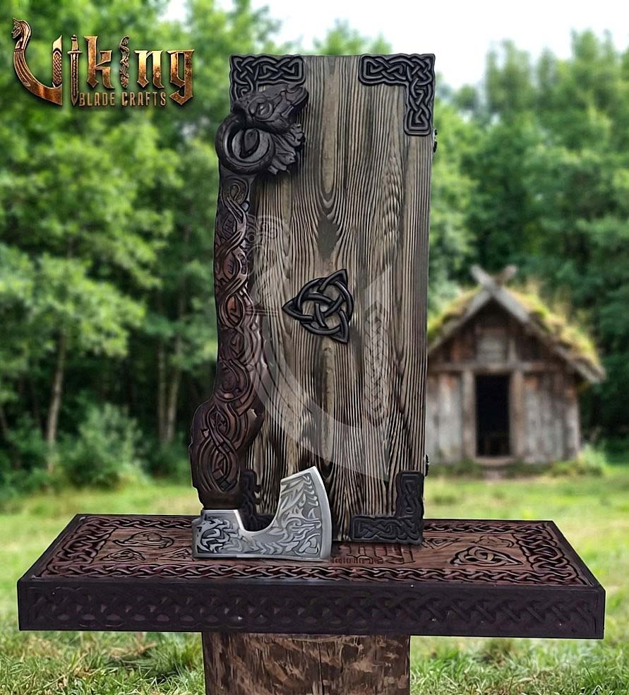 Hand Carved Viking Goat Axe | Geit Handle | Forged Steel