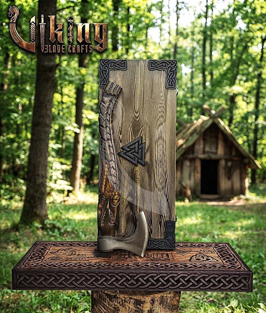Alligator Viking Axe | Hand Carved Handle | Forged Steel