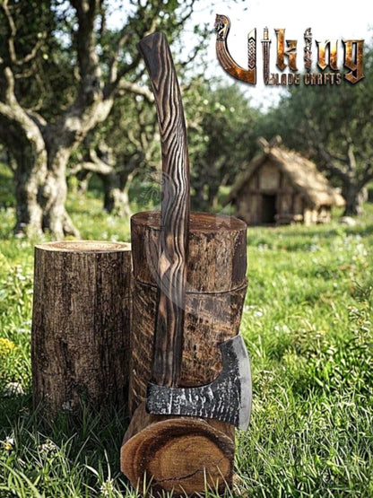 True Hand-Forged Viking Bearded Axe 30" | Fanned Skeggøx