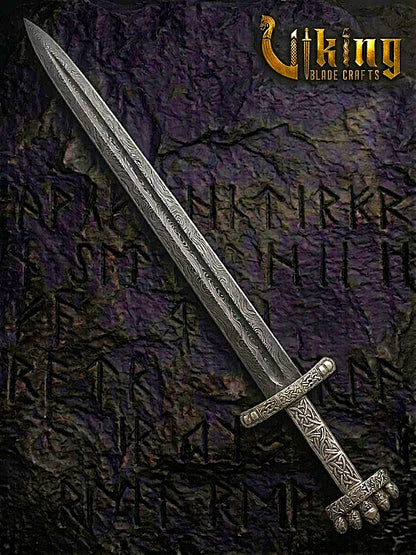 Handmade Damascus Steel Viking Sword – Medieval Replica Collectible