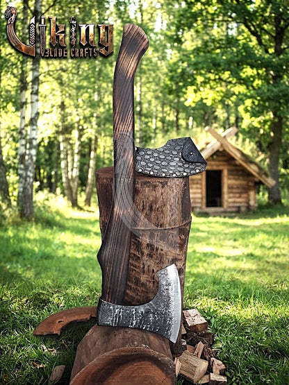 True Hand-Forged Viking Bearded Axe 30" | Recurve Fanned Skeggøx
