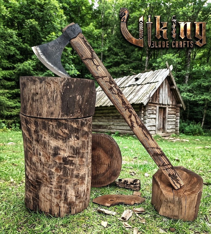 Ragnar-Inspired Viking Axe | Hand-Forged Bearded Axe | Ashwood