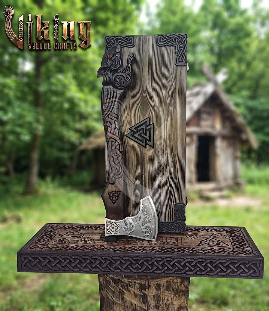 Ratatoskr Viking Axe | Hand Carved Handle | Forged Steel