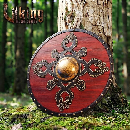 The Jreki Crossroads 4-Dragon Crimson Viking Shield