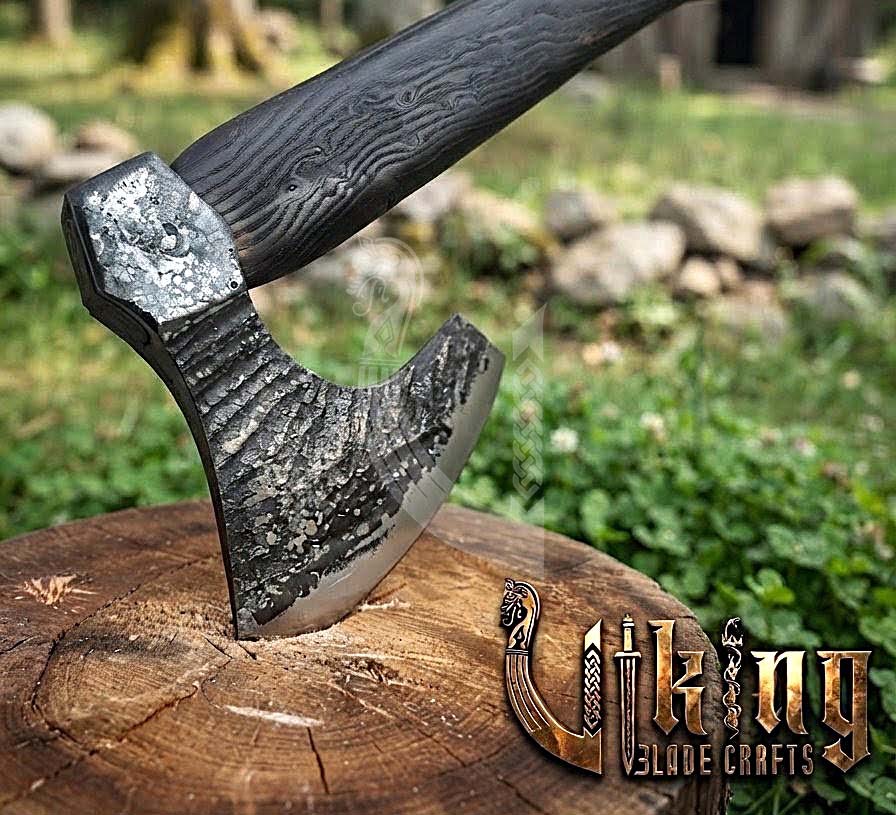 True Hand-Forged Viking Bearded Axe 30" | Fanned Broad-Beard Skeggøx