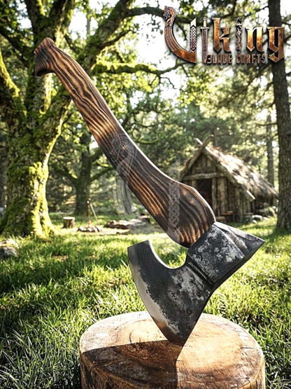 True Hand-Forged Viking Bearded Axe 30" | Sculpted Skeggøx