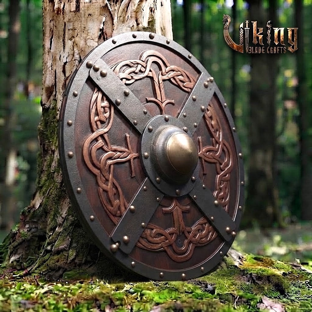 The Skjöldr of the Chieftain Handcrafted Cross-Strap Jelling Shield