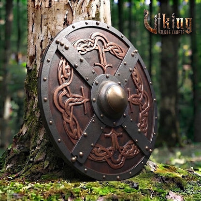 The Skjöldr of the Chieftain Handcrafted Cross-Strap Jelling Shield