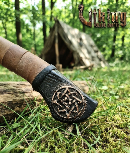 Ringerike-Style Viking Axe 30" | Hand-Forged Bearded Axe with Knotwork