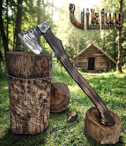 True Hand-Forged Viking Bearded Axe 30" | Heavy Duty Dark-Oxide Skeggøx