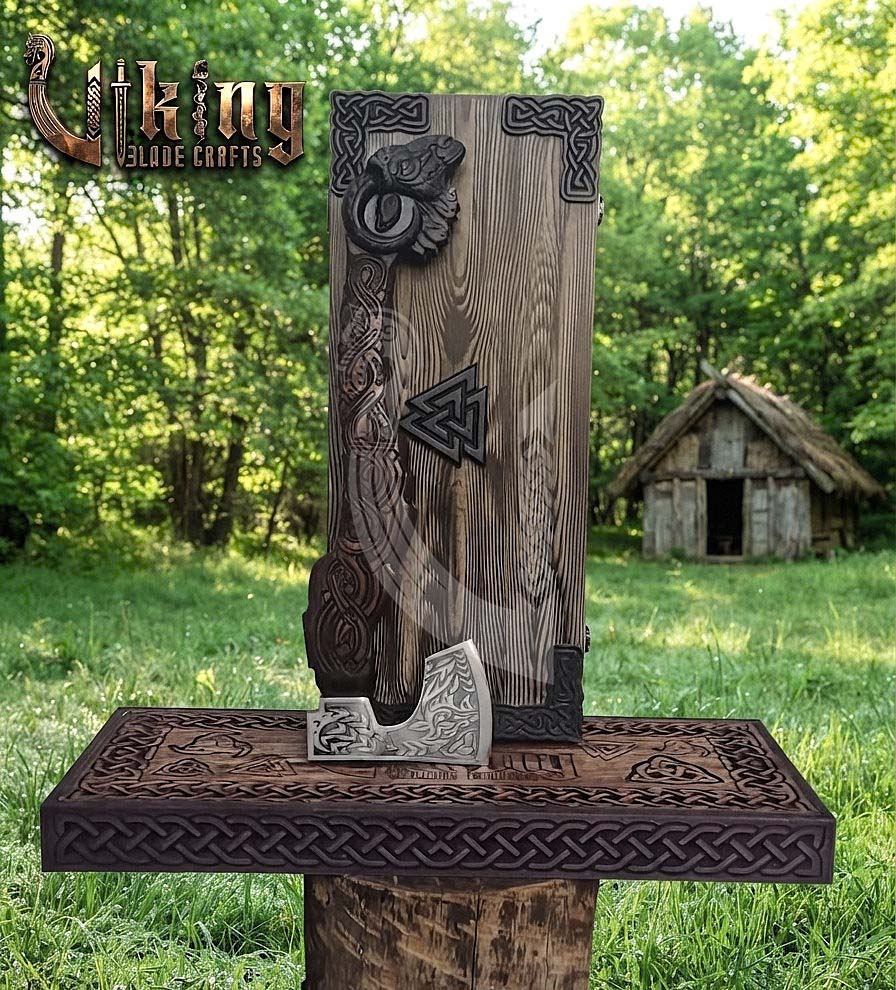Hand Carved Viking Goat Axe | Geit Handle | Forged Steel