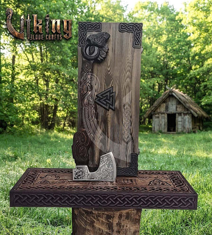 Hand Carved Viking Goat Axe | Geit Handle | Forged Steel