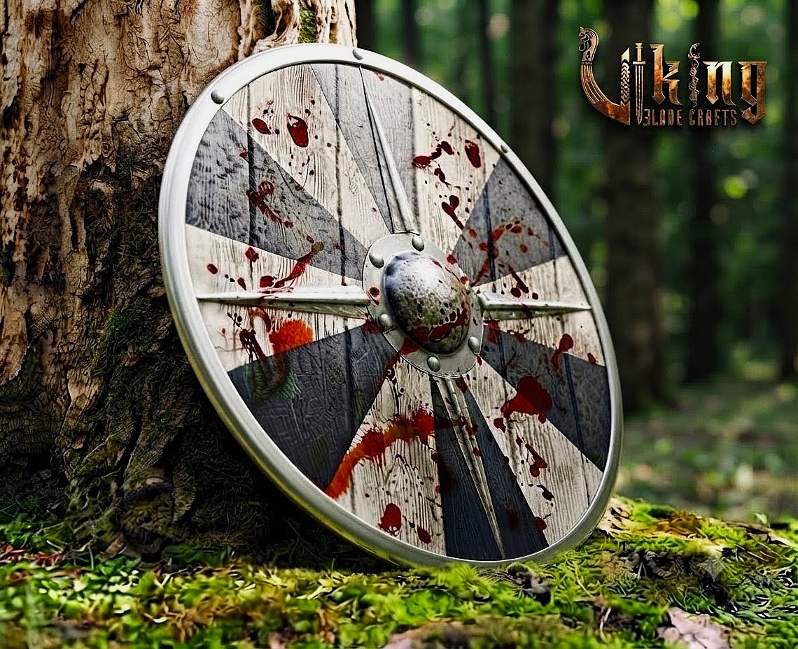 The Fenrir’s Feast Blood-Splattered Sunburst Viking Shield
