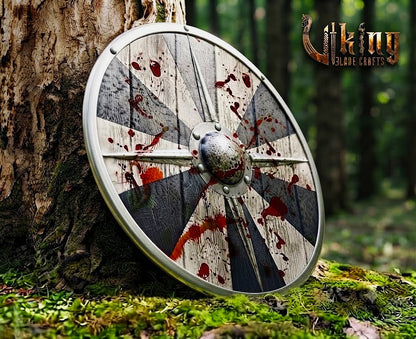 The Fenrir’s Feast Blood-Splattered Sunburst Viking Shield
