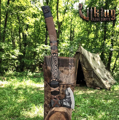 Oseberg-Style Viking Axe 30" | Hand-Forged Bearded Axe with Knotwork