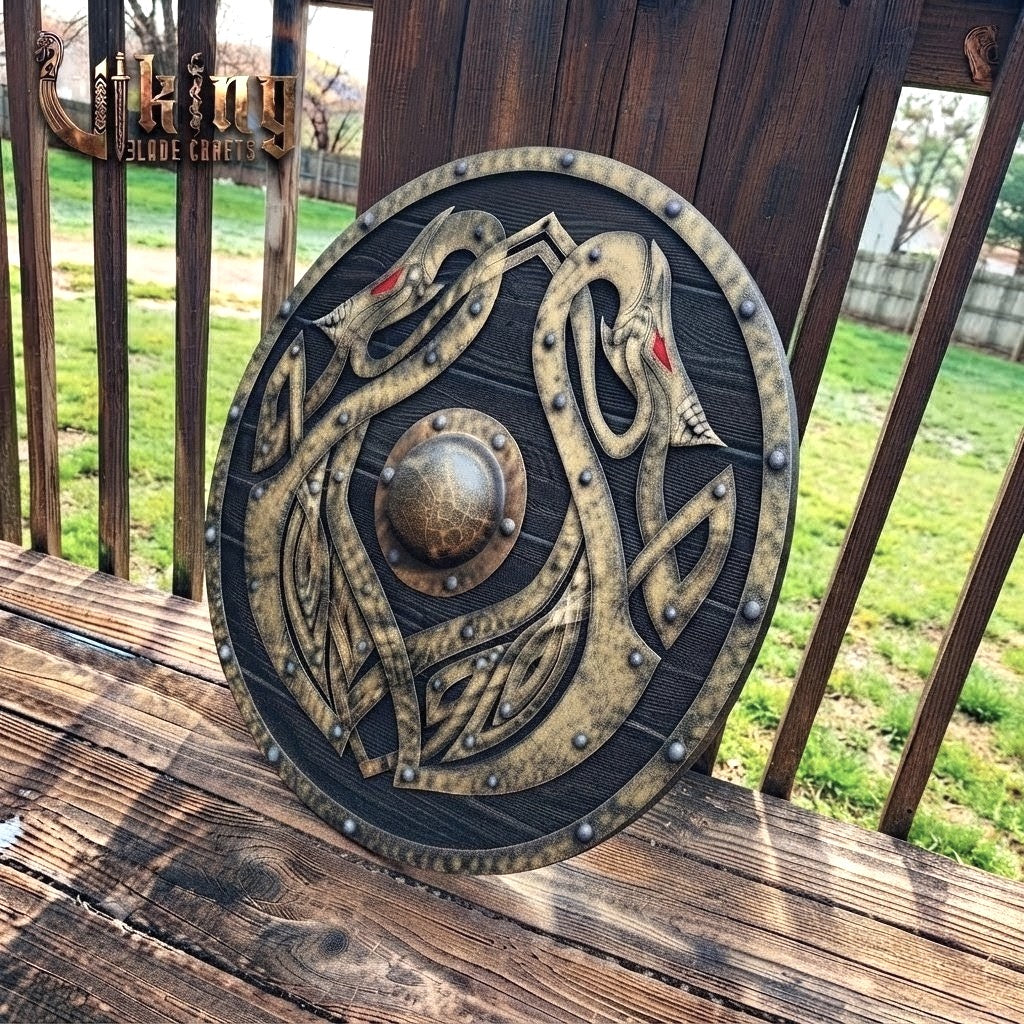 The Coils of Helheim 3D Handcrafted Iron Jörmungandr Viking Shield