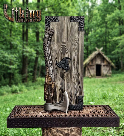 Alligator Viking Axe | Hand Carved Handle | Forged Steel