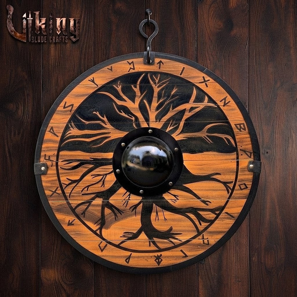 The Yggdrasil Core Hand-Carved Tree of Life Viking Shield