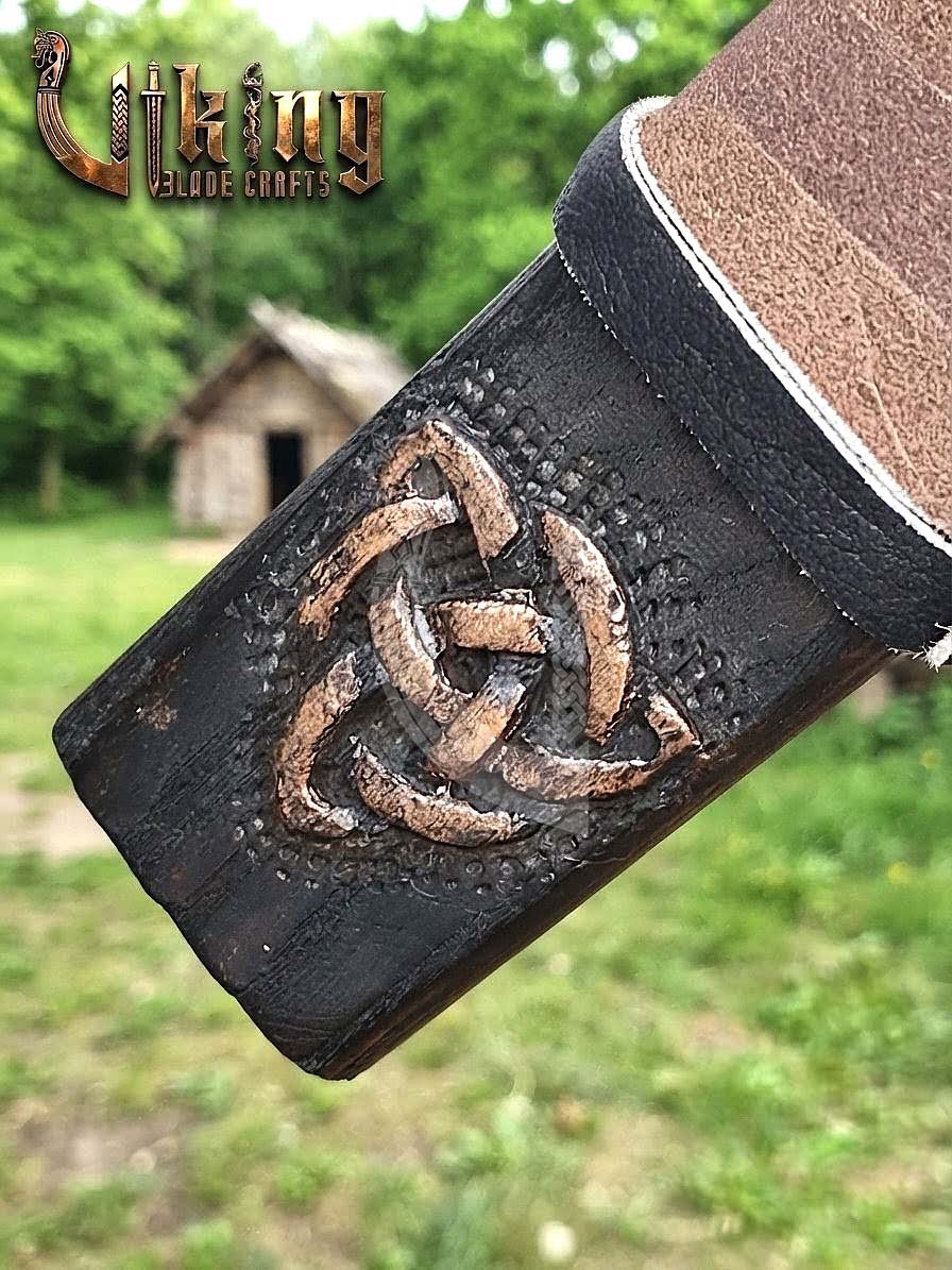 Ragnar-Inspired Viking Axe | Hand-Forged Knotwork Carved Ashwood