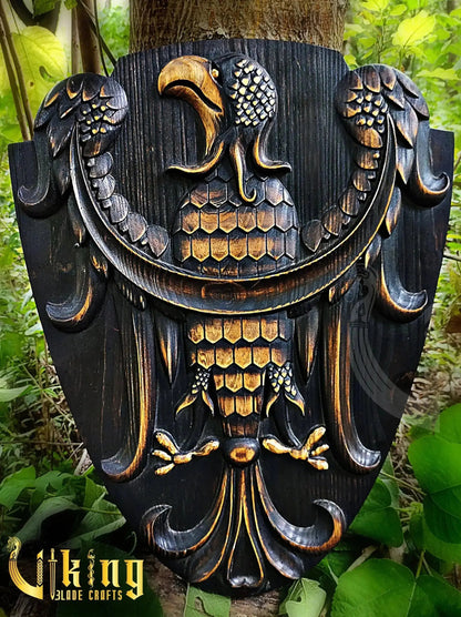 Handmade Double Head 36" Viking Axe & Carved Raven Shield – Norse Battle Set Viking_Blade_Crafts