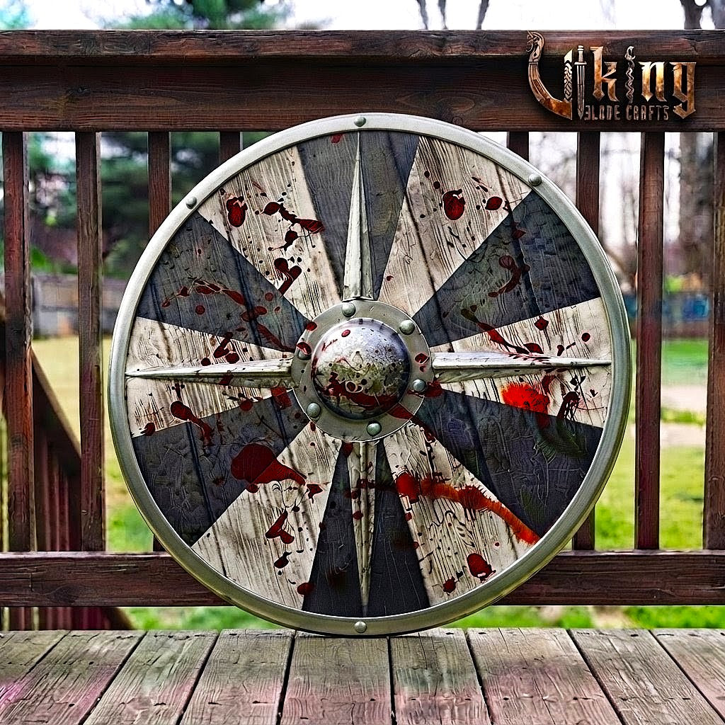 The Fenrir’s Feast Blood-Splattered Sunburst Viking Shield