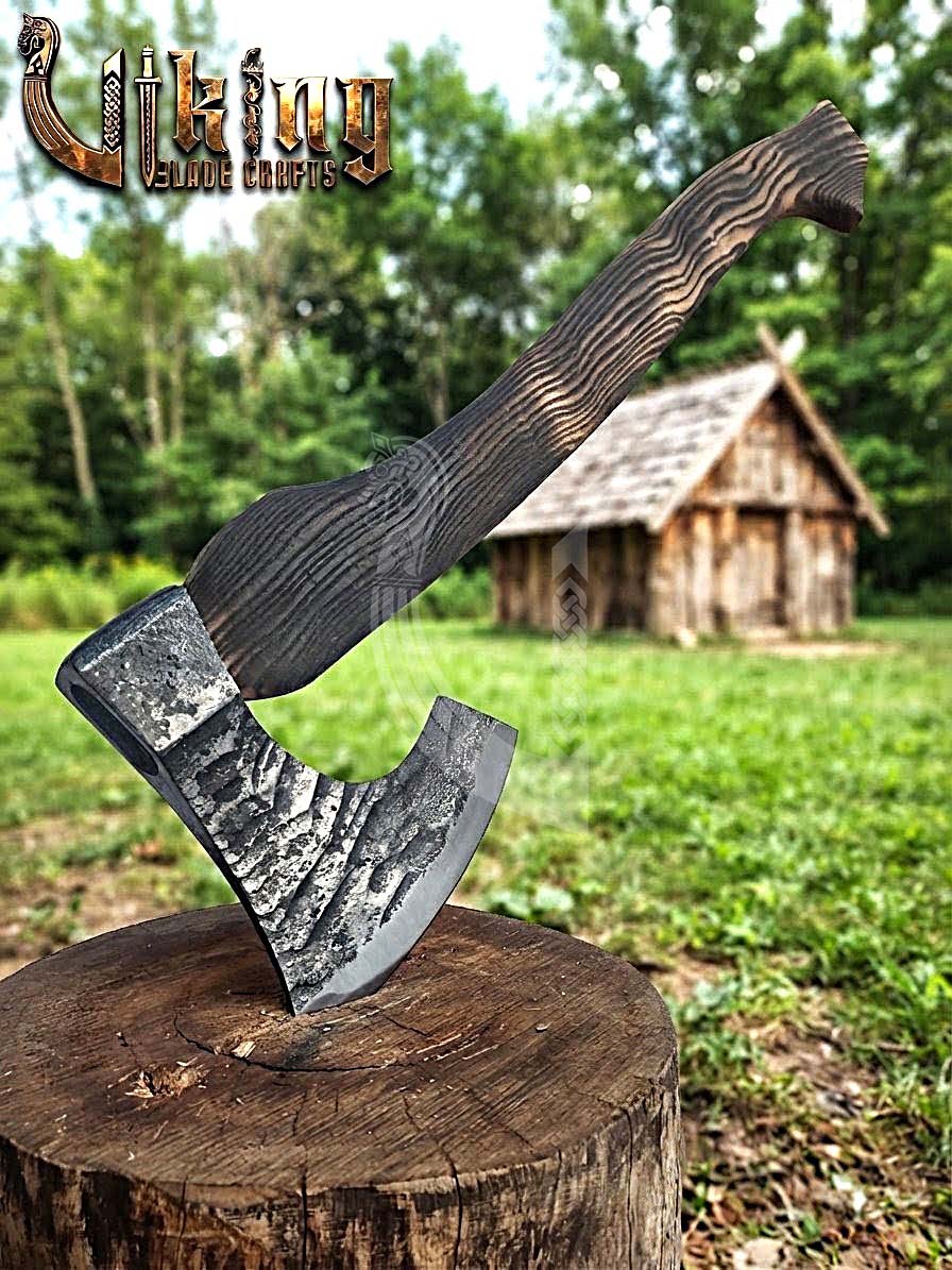 True Hand-Forged Viking Bearded Axe 30" | Diamond-Haft Skeggøx