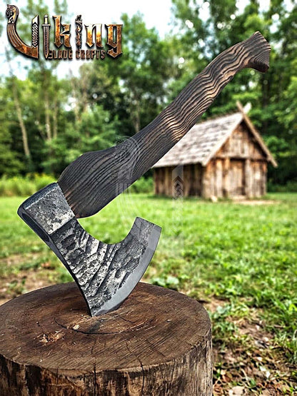 True Hand-Forged Viking Bearded Axe 30" | Diamond-Haft Skeggøx