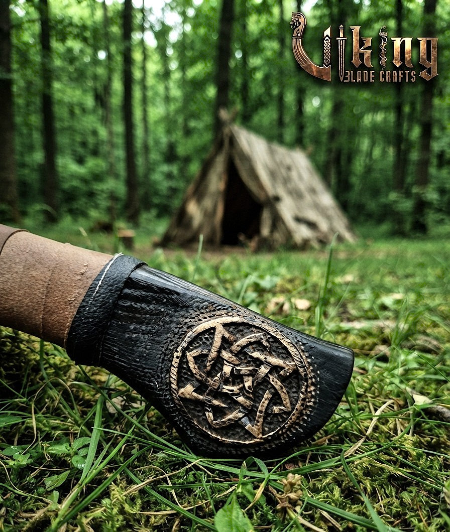 Ringerike-Style Viking Axe 30" | Hand-Forged Bearded Axe with Knotwork