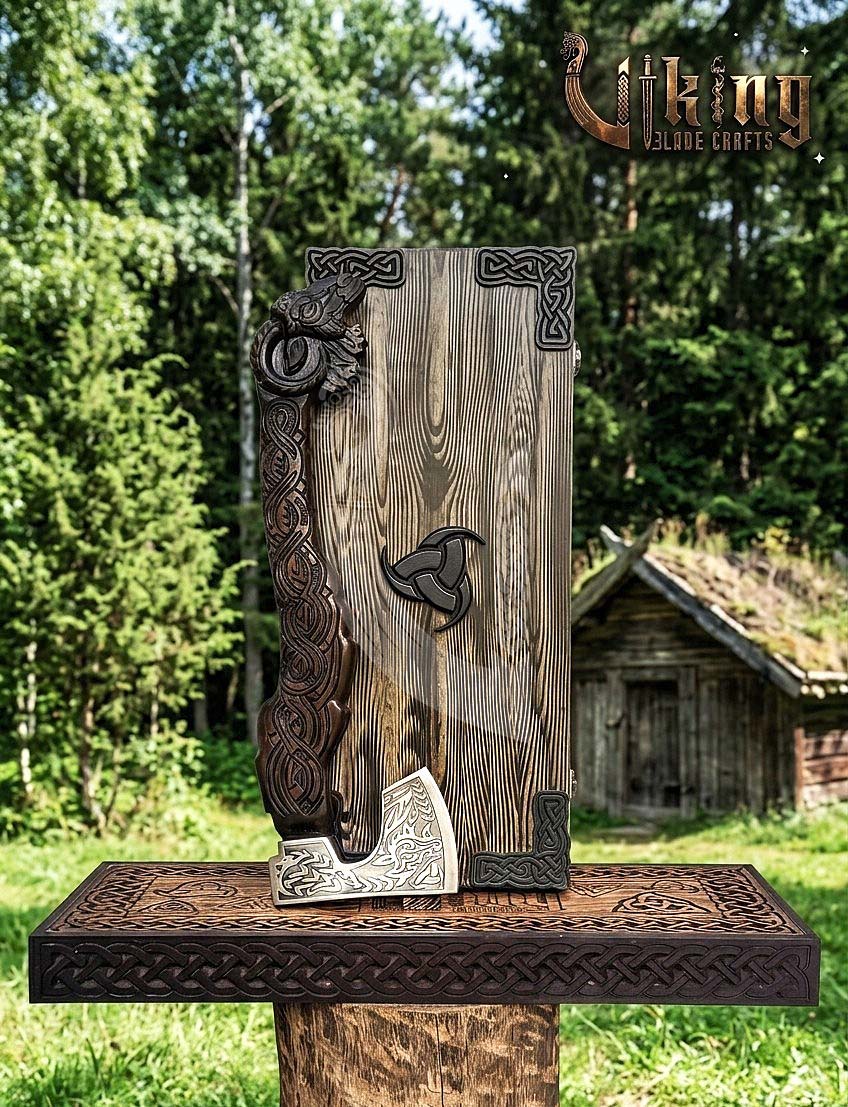 Hand Carved Viking Goat Axe | Geit Handle | Forged Steel