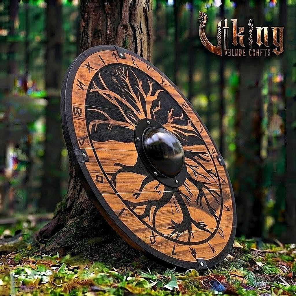 The Yggdrasil Core Hand-Carved Tree of Life Viking Shield