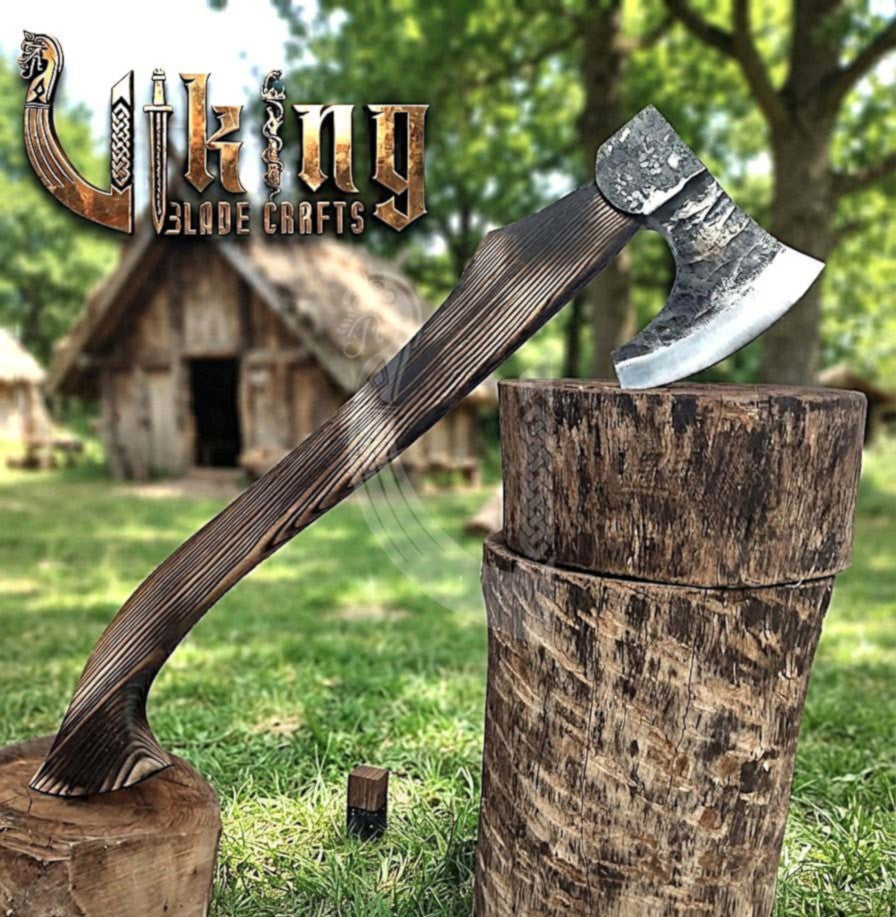 True Hand-Forged Viking Bearded Axe 30" | Heavy-Duty Carbon Steel Skeggøx